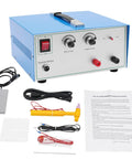 Pro Grade 390W Electric Spot Welder Kit With 80A Handheld Torch And Adjustable Weld Modes visible with accessories and manual.