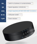 360 Rotating Display Stand Turntable USB Powered Black Mirror Finish with control buttons and USB socket for jewelry display.
