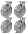 Hardcore 8 Inch Kingpinless Casters 10000 Lbs Capacity Set Of 4 Cast Iron Swivel Wheels with roller bearing for carts