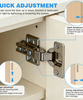 4 Pack Half Overlay Frameless Soft Close Cabinet Hinges 35mm Steel Hydraulic Concealed Hinges with adjustment guide