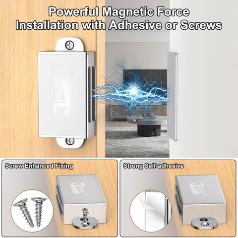 Magnetic Cabinet Door Catch 4 Pack With Dual Install Options Stick On Or Screw Mount Stainless Steel Magnetic Latch
