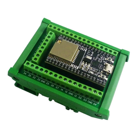 ESP32 DIN Rail Expansion Board With 30 And 38 Pin Connectors For Easy Plug And Play Industrial IoT On 35mm Rail Mount