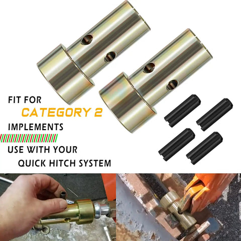 Two Pairs Cat 2 Quick Hitch Adapter Bushings Set For Category II 3 Point Tractors Heavy Duty Built Tough Workhorse