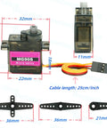 3 Pack MG90S Micro Servo Motors 14g Full Metal Gear High Torque with dimensions and components shown