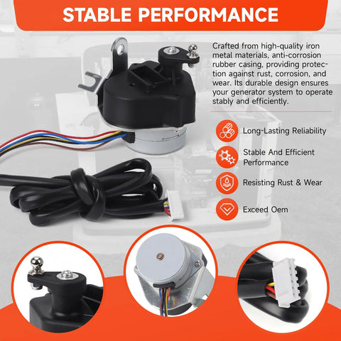 0G6453 stepper motor assembly with black housing, silver body, multicolor wires and white connector