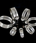 Assortment of 60 Piece Hose Clamp Kit in 6-38mm range, 304 stainless steel worm gear clamps for plumbing and auto projects.