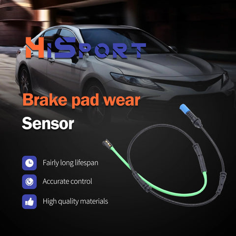 HiSport brake pad wear sensor with green lead and blue connector, automotive part