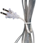 Clear Silver Lamp Cord 8 Foot Long For DIY Lamp Repair Or Replacement SPT-1 18 Gauge UL Listed Power Cord With Polarized Plug