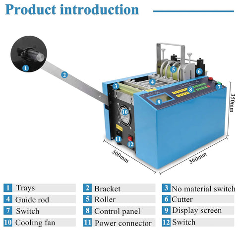Heavy Duty Automatic Cable Pipe Cutter Compatible With Pvc And Heat Shrink Tubing featuring detailed product introduction diagram.