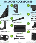 Beefy Sliding Gate Hardware Kit For 1 To 2 Inch Thick Wood Gates With Adjustable Guide Roller And Outer Corner Bracket Built Tough For Wood Fences Deck Gates Easy Install And Smooth Sliding accessories set with brackets, rollers, screws