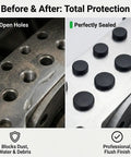 Before and after comparison using 150 Piece Solid Silicone Hole Plugs Set for Powder Coating and Lab Use T Type Rubber Stoppers