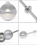 Flour Duster For Baking One Handed Operation Stainless Steel Powdered Sugar Shaker Duster with spring-action handle and perforated scoop