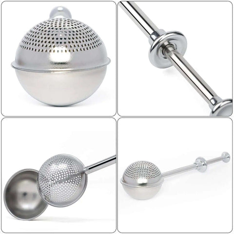 Flour Duster For Baking One Handed Operation Stainless Steel Powdered Sugar Shaker Duster with spring-action handle and perforated scoop