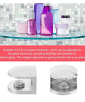 Adjustable Glass Clamps 6mm Zinc Alloy Shelf Clips for bathroom and kitchen securing glass shelves and bottles display.