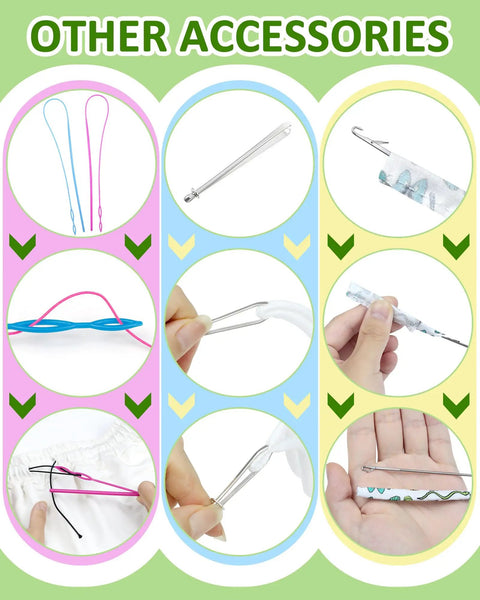 Drawstring Threader Tool Set For Hoodies Jackets And Pants A 16 Piece Kit With Metal Threaders Loop Turner Hooks Bodkin Tweezers