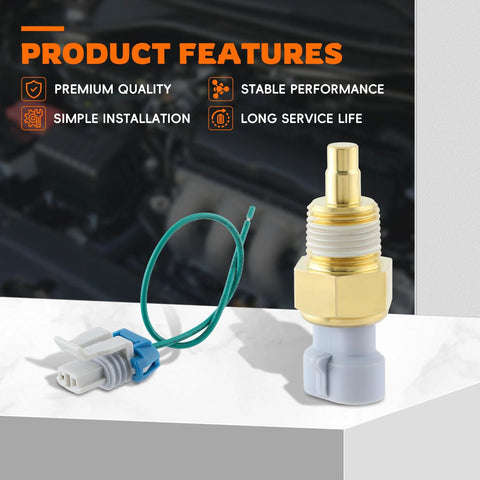Front view engine coolant temperature sensor GoaMotors 213-77 with brass threaded body and blue connector