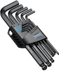 Ultra Durable 9 Piece Allen Wrench Set 1.5 To 10 Mm Hex Keys Flat And Ball End Black L Keys with visible coding