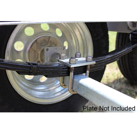Close-up of Built Tough Square U Bolts With Hardware For Boat Trailer Zinc Galvanized Steel securing a beam