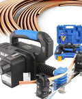 Pro Grade Wireless Pipe Bender Knocks Out Copper And Aluminum Tubing 1/4 To 7/8 Inch with mandrels and copper tubing.