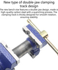 Heavy Duty Woodworking Bench Clamp With 360 Rotation For Pros, High Carbon Steel Vise with double-jaw design for stability.