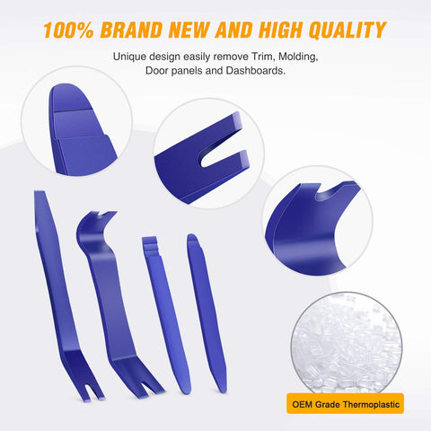 5 Piece Auto Trim Removal Tool Kit No Scratch Pry Set For Car Door Panels Clips And Dashboard Nylon Construction