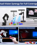 Top Tier AI Robot Arm Kit Open Source Six Axis Build With Twelve Heavy Duty Bus Servos smart vision tracking setup with dual cameras.