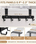 Your Go To Cubicle Hooks For Office Partitions Fits 0.9 To 2.3 Inch Panels With Five Durable Hooks For Coats Bags And More