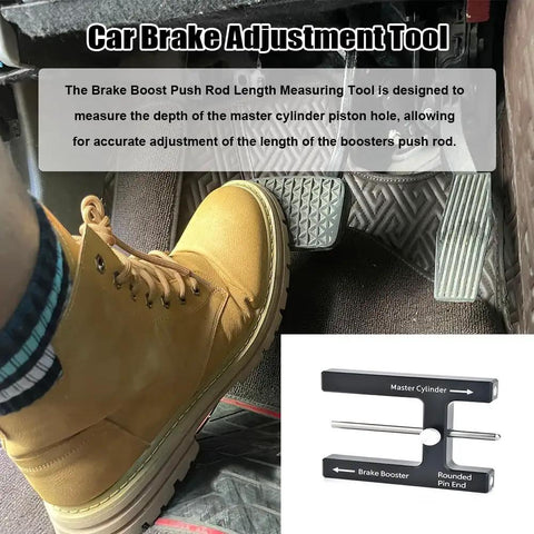 Go To Brake Booster Push Rod Adjustment Tool And Master Cylinder Length Gauge For A Precise Braking Pedal Feel Fits Most Boosters With Adjustable Pins Magnetic Ends For Easy Depth Checks And Setup. black anodized aluminum brake booster push rod gauge with magnetic ends