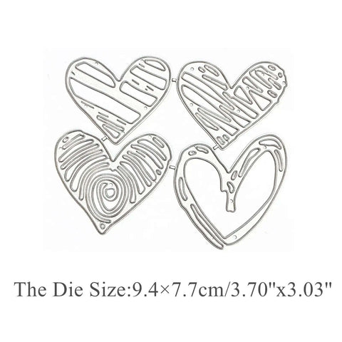 Heart Frame Metal Die Cuts Set Of 4 For Scrapbooking And Card Making 9.4x7.7 cm Silver Carbon Steel Love Heart Design