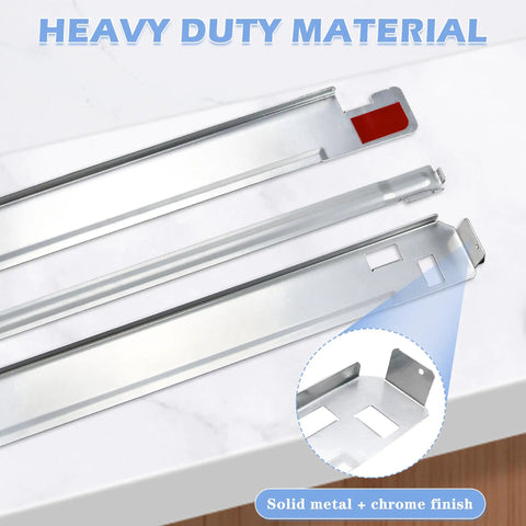 Sturdy Metal Laundry Stacking Kit for 27 Inch LG and Kenmore Front Load Washers and Dryers, Chrome Finish brackets on table