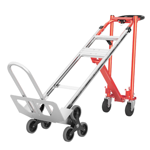 Heavy Duty Convertible Hand Truck For 1000 Lb Load, Aluminum And Steel Workhorse Dolly with stair climbing wheels and swivel casters