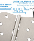 Six Pack Satin Nickel 4 Inch Door Hinges With Five Eighth Inch Radius Corners Heavy Duty Include 96 Screws For Quick Installation 270 Degree Swing Great For Interior Exterior Doors Cabinets And Wooden Boxes hinge pin removal guide