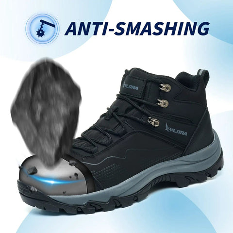 No Nonsense Waterproof Mens Steel Toe Work Boots Slip Resistant Construction Sneakers Wide Width Lightweight Durable Safety Shoes Built Tough For The Daily Grind Black