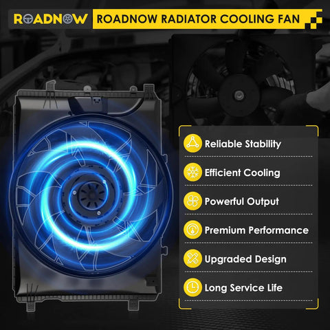 No Sweat Radiator Cooling Fan For Mercedes-Benz C230 C250 C300 C350 C63 AMG Engine Temp Controller with blue lighting effect.
