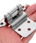 Eight Pack Three Eighths Inch Flush Mount Kitchen Cabinet Hinges Self Closing Inset Cupboard Hardware For Furniture Doors White Nickel