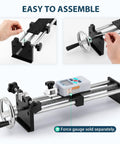 Manual Force Gauge Test Stand With Hand Wheel Operation 9.8 Inch Stroke, Compatible With ZMF Force Gauge, Includes Rock Solid Mounting Plates 41x73 Mm And 40x90 Mm For Stable, Precise Readings, assembled