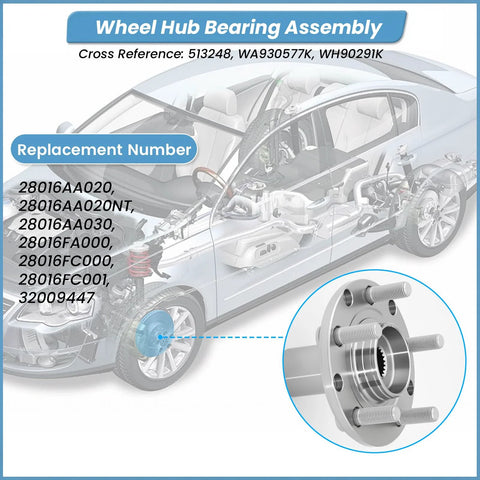 Illustration of Rear Wheel Hub Bearing Assembly For Subaru Impreza Forester And Legacy 1993-2008 AWD Only, OEM Grade detail.
