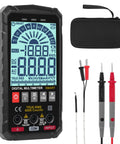 Smart Auto Ranging Digital Multimeter TRMS 6000 Counts Handy Electrical Tester with probes and carrying case displayed