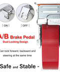 Heavy Duty Swivel Plate Caster Set Of Four Featuring Silent Polyurethane Wheels with dual locking brake pedal design.