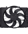 Top Notch Engine Radiator Cooling Fan Assembly For Mercedes Benz C Class Cls 2008 To 2016 Plug And Play Upgrade showing black fan blades.