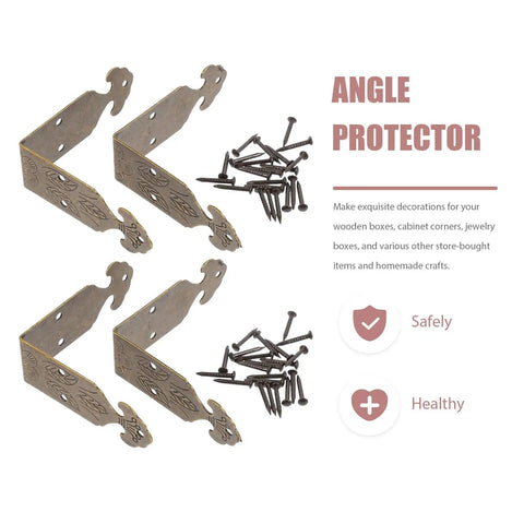 Brass Corner Protectors For Jewelry Boxes And Woodworking Projects Antique Style Box Corner Guards with nails