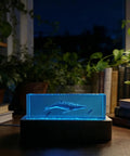 Ocean Scene Resin Night Light With Wood Base Usb Powered Lamp For Bedroom Decor Dope Blue Ambient Glow Sea Themed Gift