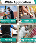 4 Piece Ladder Stabilizer Covers For Gutters And Roof With Non Slip Grip Strips shown used on roofs and gutters
