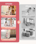 Comparative image showing Pretty Darn Versatile Foldable Toddler Step Stool For Bathroom Sink And Kitchen Counter with features.