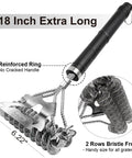Bristle Free Grill Brush For Outdoor Grills Safe BBQ Cleaner That Wont Shed Bristles 18 Inch Stainless Steel Grill Cleaning Tool