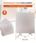 Four Pack Universal Microwave Waveguide Cover And Mica Plate Set with dimensions for most ovens, 108mm x 99mm.