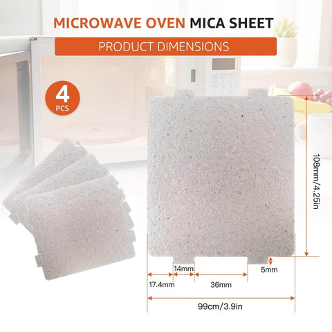 Four-piece Universal Microwave Waveguide Cover And Mica Plates Set with dimensions for Galanz Midea Panasonic LG ovens