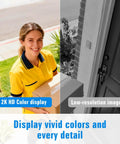 Wireless Outdoor Security Cam System With 2K HD Color Night Vision comparing high and low resolution display quality at doorstep
