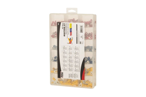 MTK 493 Piece Miniterm Kit For Quick Wiring Terminations With R F And S Variants in UL-listed case angled view
