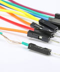 Color-coded jumper wires from the Three Pack Jumper Wires And Three Solderless Breadboard Sets With 830 Tie Point Breadboards